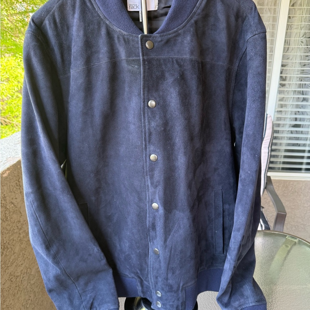 Nordstrom Navy Suede Bomber Jacket